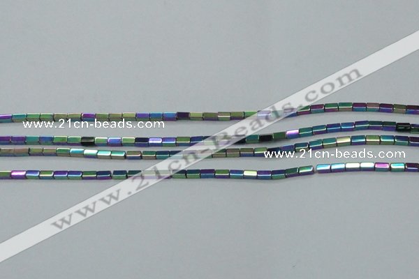 CHE958 15.5 inches 2*4mm cuboid plated hematite beads wholesale