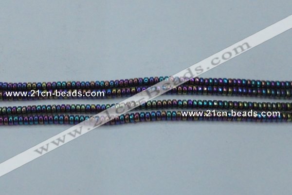 CHE963 15.5 inches 1.5*3mm rondelle plated hematite beads wholesale