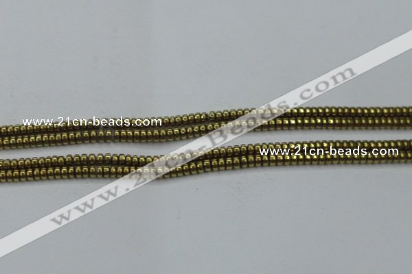 CHE964 15.5 inches 1.5*3mm rondelle plated hematite beads wholesale