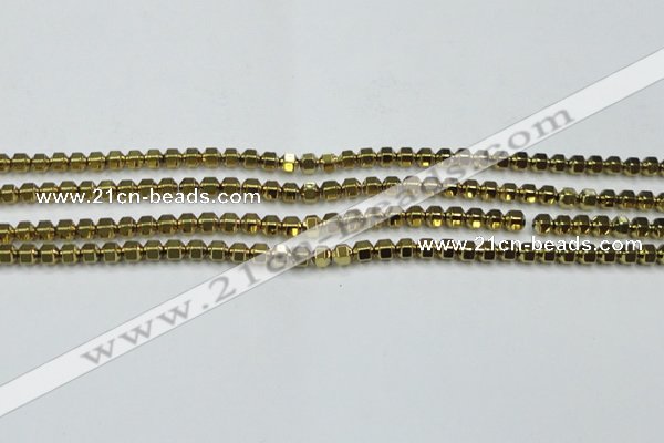 CHE983 15.5 inches 4*4mm plated hematite beads wholesale