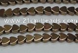 CHE993 15.5 inches 4*4mm heart plated hematite beads wholesale