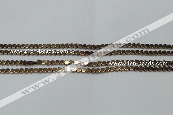 CHE993 15.5 inches 4*4mm heart plated hematite beads wholesale