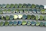 CHE994 15.5 inches 4*4mm heart plated hematite beads wholesale