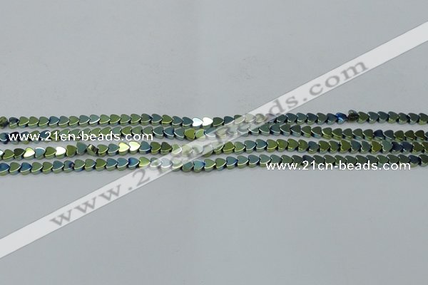 CHE994 15.5 inches 4*4mm heart plated hematite beads wholesale