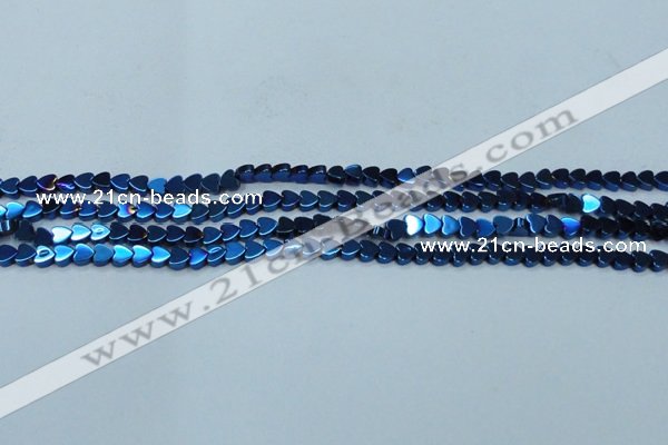 CHE996 15.5 inches 4*4mm heart plated hematite beads wholesale