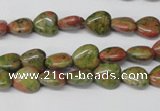 CHG01 15.5 inches 8*8mm heart unakite gemstone beads wholesale