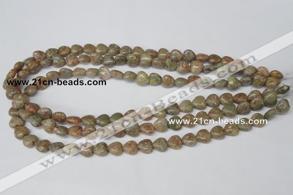 CHG14 15.5 inches 10*10mm heart New unakite gemstone beads wholesale