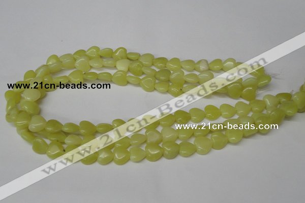 CHG16 15.5 inches 10*10mm heart lemon jade gemstone beads wholesale