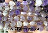 CHG303 15 inches 12mm faceted heart dogtooth amethyst beads