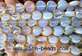 CHG307 15 inches 12mm faceted heart opalite beads wholesale