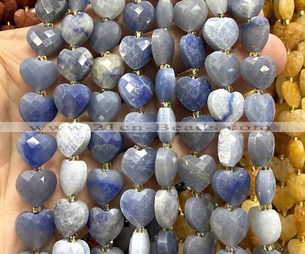 CHG308 15 inches 12mm faceted heart blue aventurine jade beads