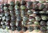 CHG315 15 inches 12mm faceted heart dragon blood jasper beads