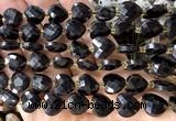 CHG320 15 inches 12mm faceted heart black obsidian beads