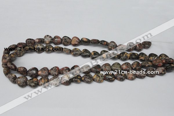 CHG35 12*12mm heart red leopard skin jasper beads wholesale