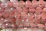 CHG354 15 inches 14mm faceted heart cherry quartz beads