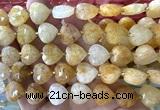 CHG356 15 inches 14mm faceted heart yellow quartz beads