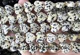 CHG366 15 inches 14mm faceted heart dalmatian jasper beads