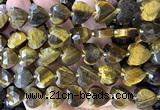CHG375 15 inches 14mm faceted heart yellow tiger eye beads
