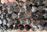CHG376 15 inches 14mm faceted heart silver obsidian beads