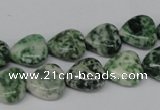 CHG38 15.5 inches 12*12mm heart green spot jasper beads wholesale