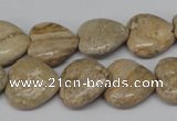 CHG41 15.5 inches 14*14mm heart picture jasper beads wholesale