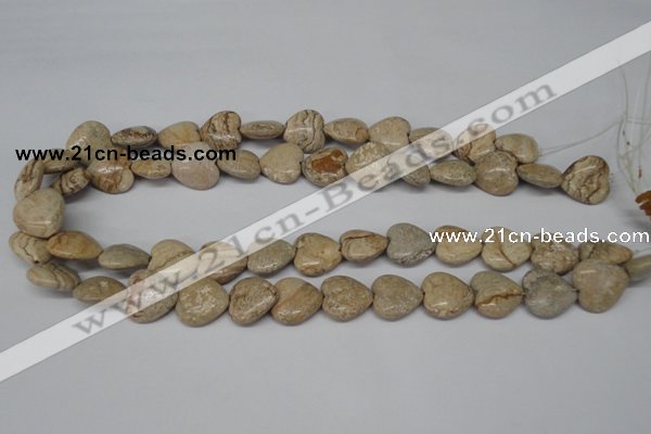 CHG41 15.5 inches 14*14mm heart picture jasper beads wholesale