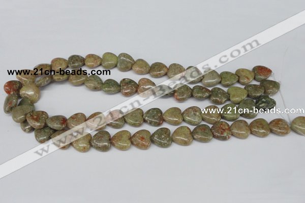 CHG45 15.5 inches 14*14mm heart New unakite gemstone beads wholesale