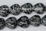 CHG50 15.5 inches 14*14mm heart snowflake obsidian beads wholesale