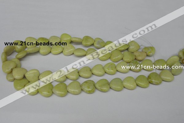 CHG52 15.5 inches 14*14mm heart lemon jade gemstone beads wholesale