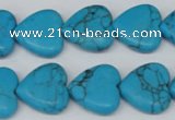 CHG63 15.5 inches 16*16mm heart turquoise beads wholesale