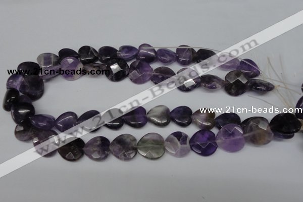 CHG97 15.5 inches 18*18mm faceted heart amethyst beads wholesale