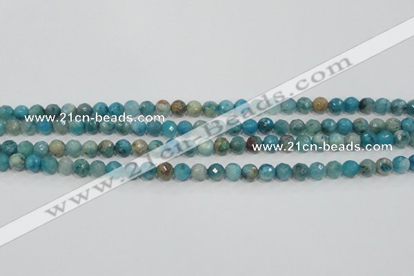 CHM211 15.5 inches 6mm faceted round blue hemimorphite beads