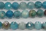 CHM212 15.5 inches 8mm faceted round blue hemimorphite beads