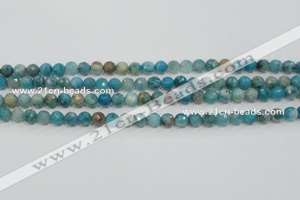 CHM212 15.5 inches 8mm faceted round blue hemimorphite beads