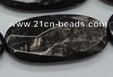 CHS09 15.5 inches 25*50mm faceted oval natural hypersthene gemstone beads