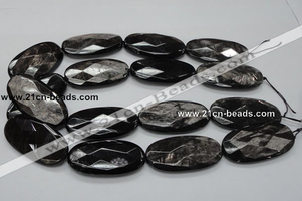 CHS09 15.5 inches 25*50mm faceted oval natural hypersthene gemstone beads