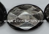 CHS10 15.5 inches 30*40mm faceted oval natural hypersthene gemstone beads