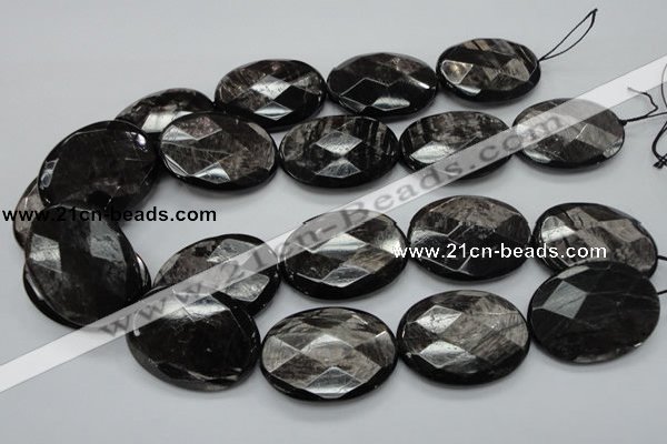 CHS10 15.5 inches 30*40mm faceted oval natural hypersthene gemstone beads