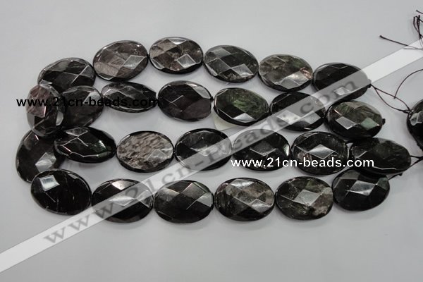 CHS16 15.5 inches 22*30mm faceted oval natural hypersthene beads