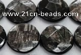 CHS21 15.5 inches 20mm faceted coin natural hypersthene beads