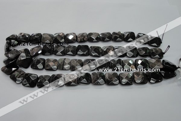 CHS27 15.5 inches 15*15mm faceted square natural hypersthene beads