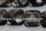 CHS28 15.5 inches 20*20mm faceted square natural hypersthene beads