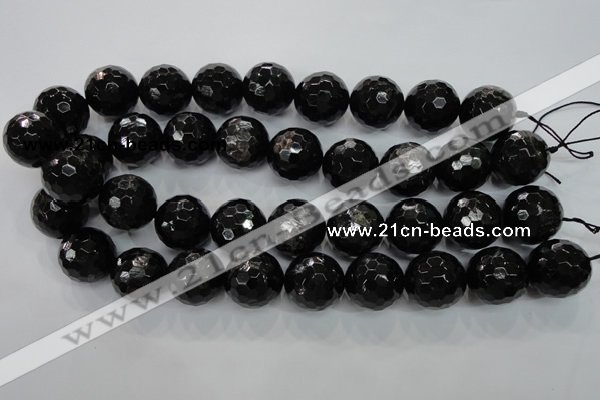 CHS51 15.5 inches 20mm faceted round natural hypersthene beads