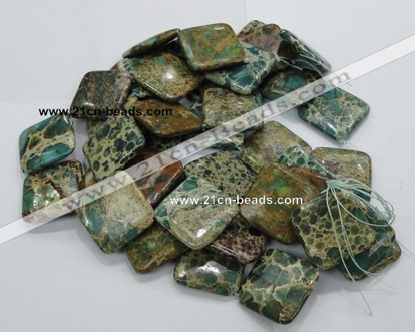 CIJ25 15.5 inches 40*40mm diamond impression jasper beads wholesale