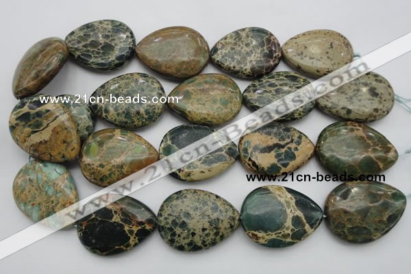 CIJ40 15.5 inches 30*40mm flat teardrop impression jasper beads wholesale