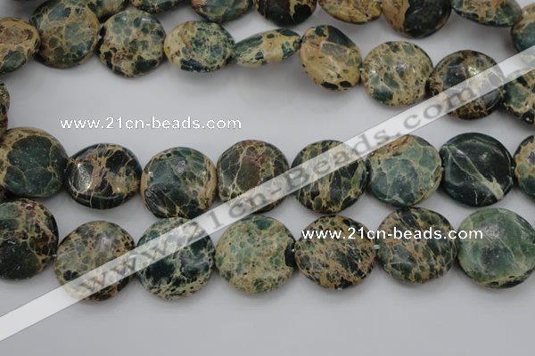 CIJ46 15.5 inches 20mm flat round impression jasper beads wholesale