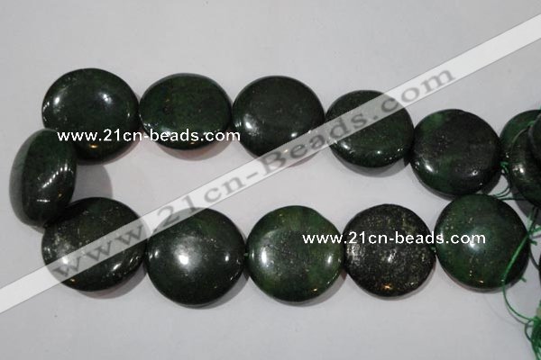 CIS18 15.5 inches 35mm flat round green iron stone beads wholesale