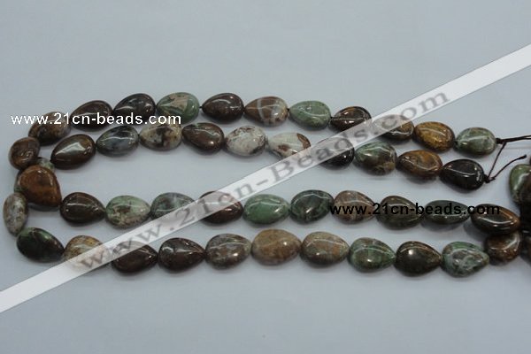 CJA03 15.5 inches 13*18mm teardrop green jasper beads wholesale