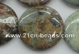 CJA08 15.5 inches 30mm coin green jasper beads wholesale