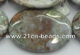 CJA09 15.5 inches 30*40mm oval green jasper beads wholesale